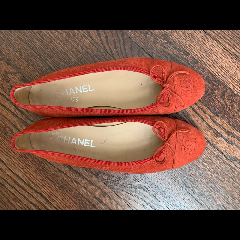 Chanel pebbled texture Burnt Orange Ballet flat